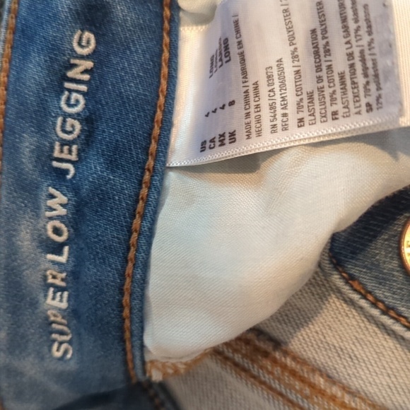 American Eagle Outfitters Super Low Jegging US Women's Size 4 Long Ripped - Picture 10 of 14